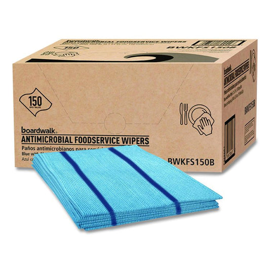 Antimicrobial Foodservice Wipers, 1-Ply, 12 x 21, Blue, 150/Carton
