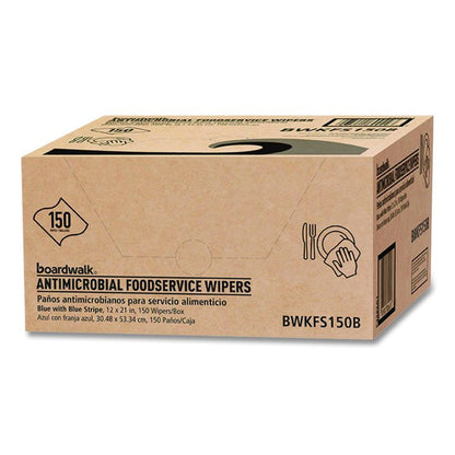 Antimicrobial Foodservice Wipers, 1-Ply, 12 x 21, Blue, 150/Carton