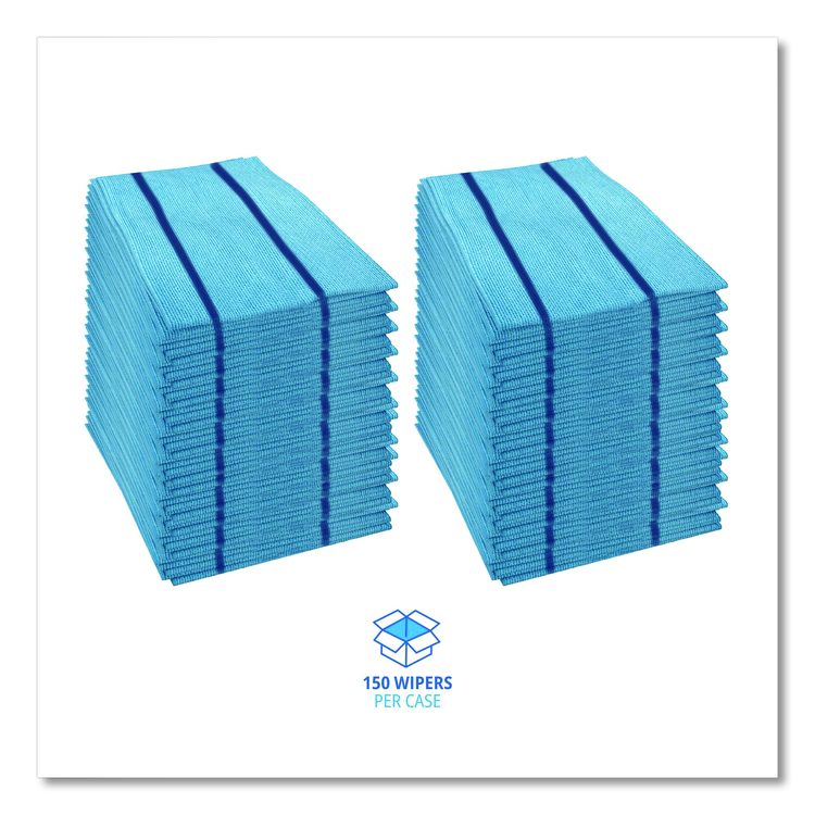 Antimicrobial Foodservice Wipers, 1-Ply, 12 x 21, Blue, 150/Carton