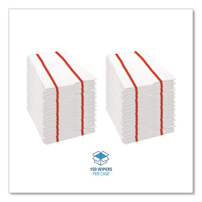 Antimicrobial Foodservice Wipers, 1-Ply, 12 x 21, Red/White, 150/Carton