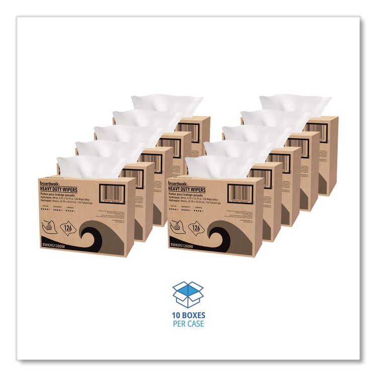 Hydrospun Wipers, 1-Ply, 9.75 x 16.75, White, 126/Box, 10 Boxes/Carton