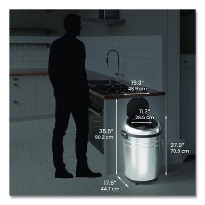 Extra-Large Sensor Trash Can with Wheels, 18 gal, Plastic/Stainless Steel