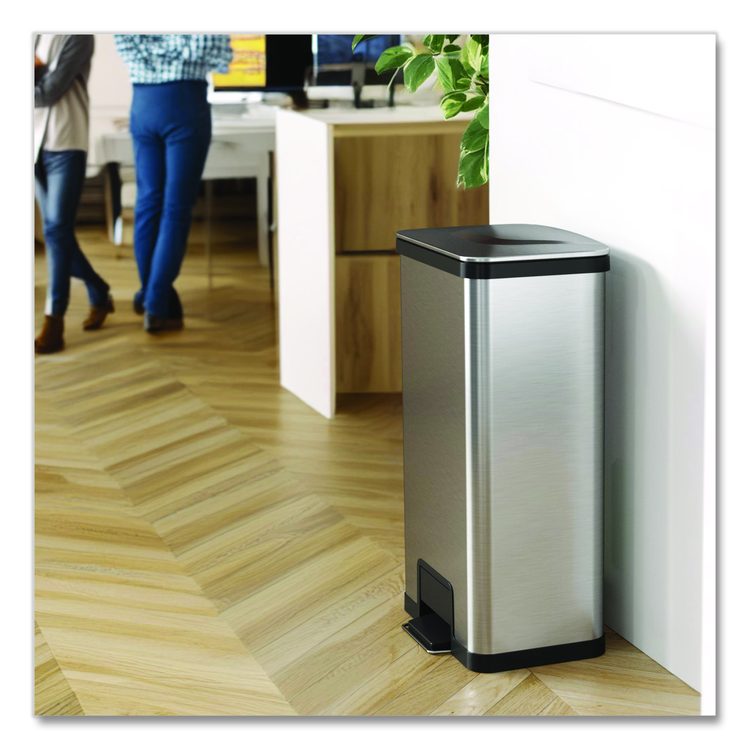 Step Pedal Trash Can with AirStep Technology, 18 gal, Stainless Steel, Silver