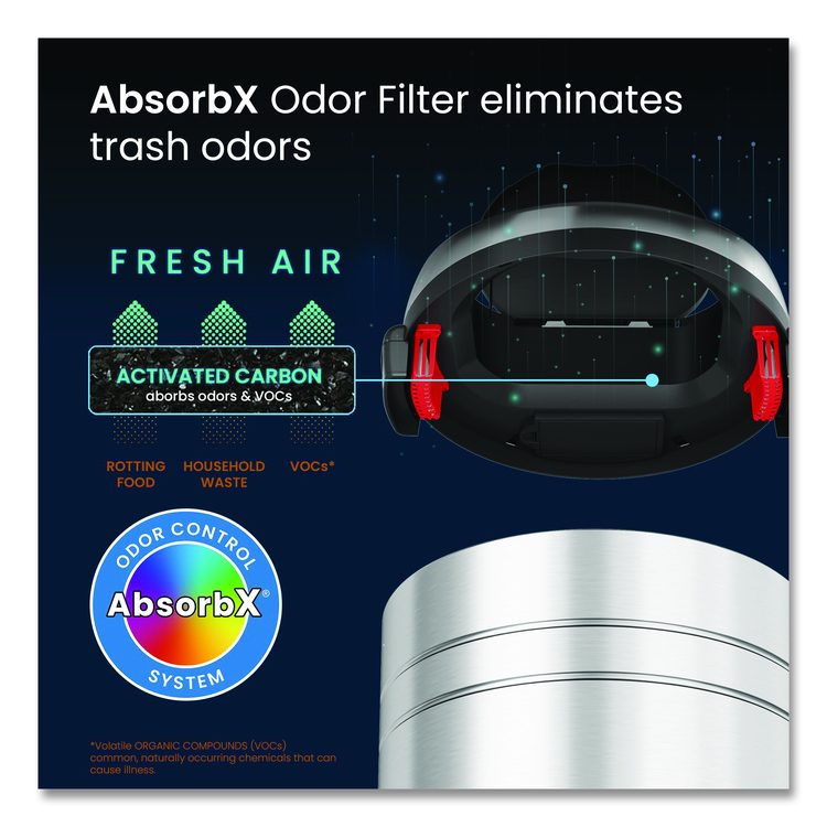 Extra-Large Sensor Trash Can with Wheels, 18 gal, Plastic/Stainless Steel