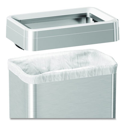 Open Top Trash Can with Wheels, 21 gal, Plastic/Stainless Steel, Silver