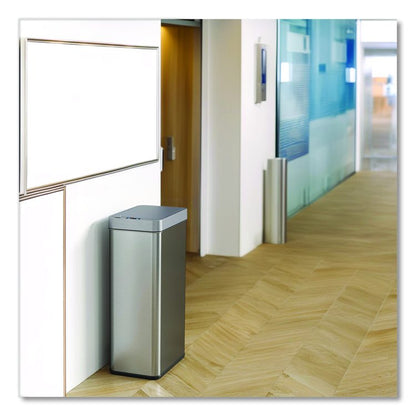 Wings Lid Sensor Trash Can, 18 gal, Plastic/Stainless Steel, Silver
