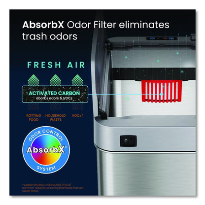 Wings Lid Sensor Trash Can, 18 gal, Plastic/Stainless Steel, Silver