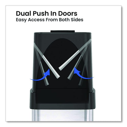 Dual Push Door Trash Can, 24 gal, Stainless Steel, Silver/Black