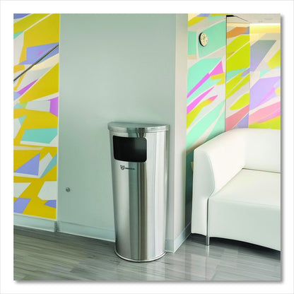 Side-Entry Trash Can with Wall Mount, 9 gal, Stainless Steel, Silver