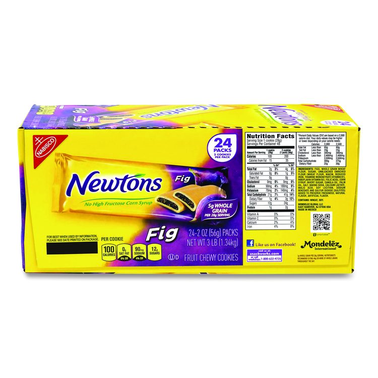 Fig Newtons, 2 oz Pack, 2 Cookies/Pack, 24 Packs/Box
