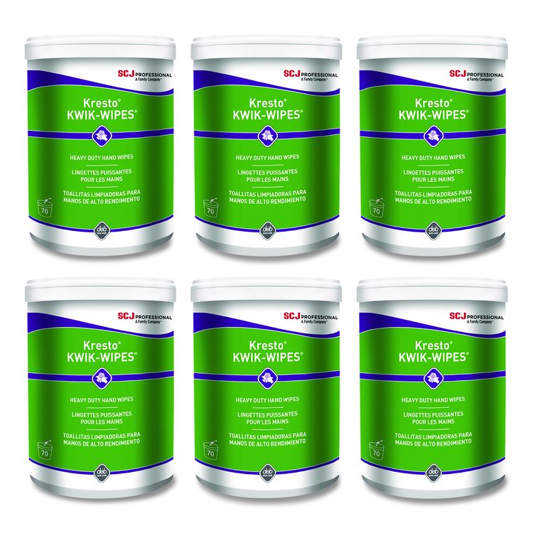 Kresto KWIK-WIPES, Cloth, 1-Ply, 7.9 x 5.7, Citrus, White, 70/Pack, 6 Packs/Carton