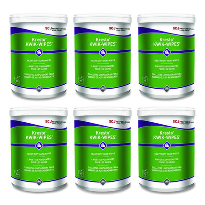 Kresto KWIK-WIPES, Cloth, 1-Ply, 7.9 x 5.7, Citrus, White, 70/Pack, 6 Packs/Carton