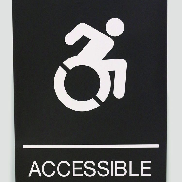 ADA Sign, Accessible, 6 x 9, Black Face, White Graphics