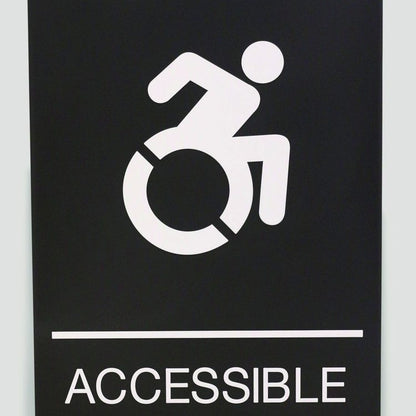 ADA Sign, Accessible, 6 x 9, Black Face, White Graphics