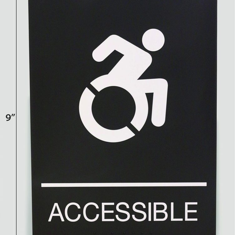 ADA Sign, Accessible, 6 x 9, Black Face, White Graphics