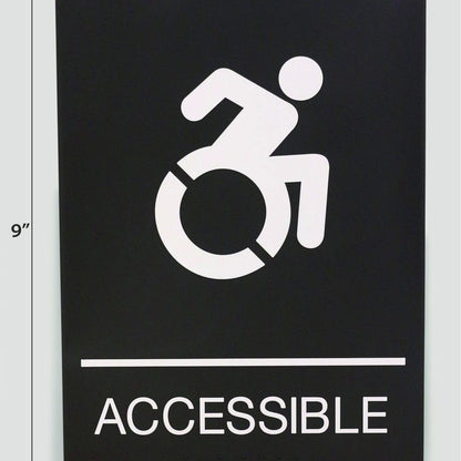 ADA Sign, Accessible, 6 x 9, Black Face, White Graphics