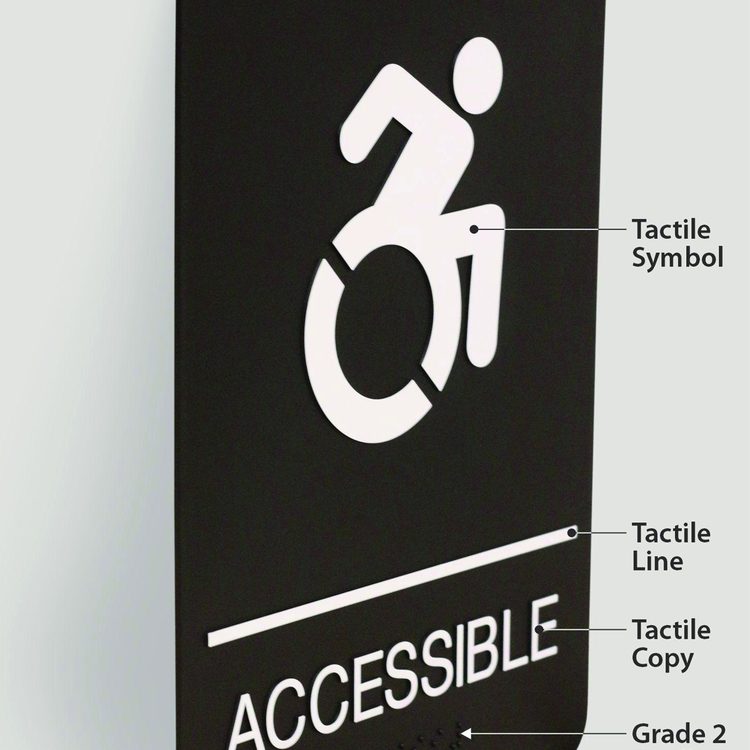ADA Sign, Accessible, 6 x 9, Black Face, White Graphics