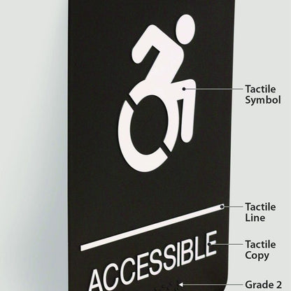 ADA Sign, Accessible, 6 x 9, Black Face, White Graphics
