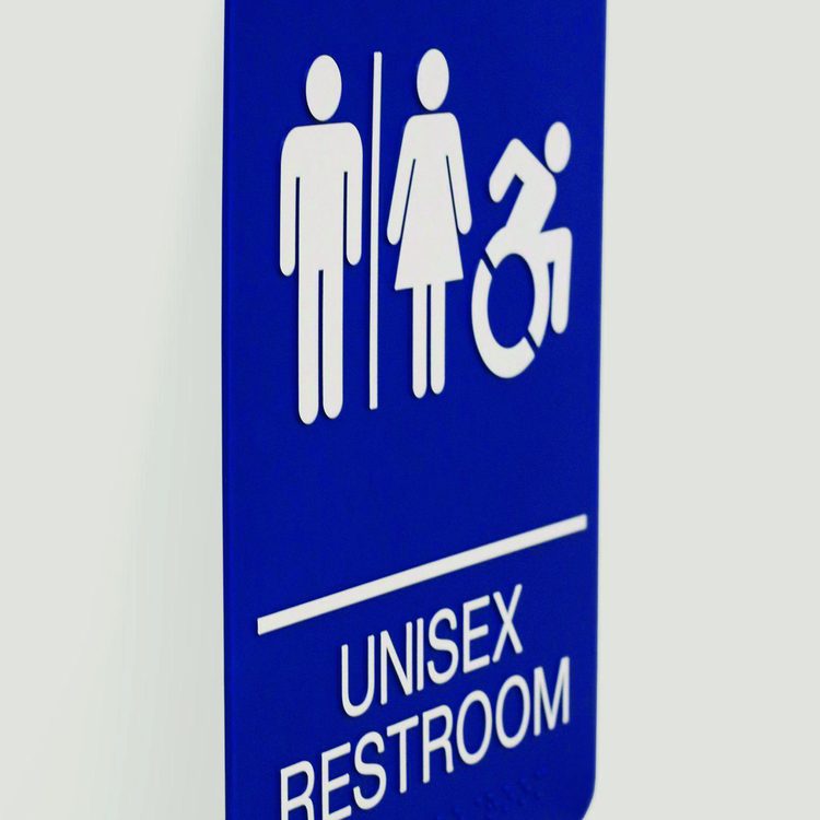ADA Sign, Unisex Restroom, 6 x 9, Blue Face, White Graphics