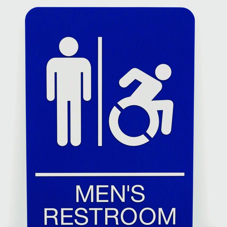ADA Sign, Men's Restroom, 6 x 9, Blue Face, White Graphics