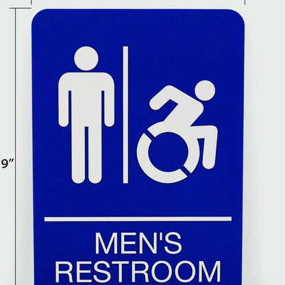 ADA Sign, Men's Restroom, 6 x 9, Blue Face, White Graphics
