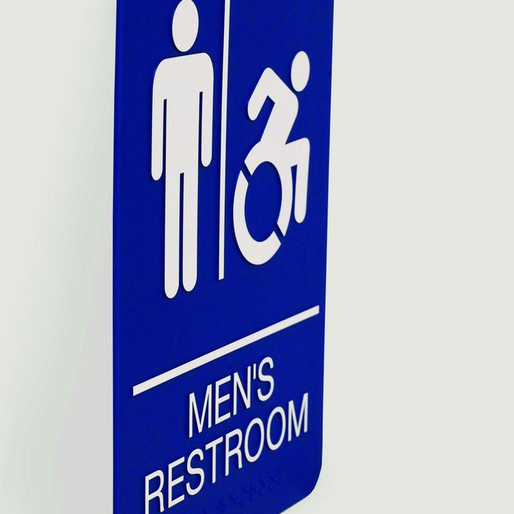 ADA Sign, Men's Restroom, 6 x 9, Blue Face, White Graphics