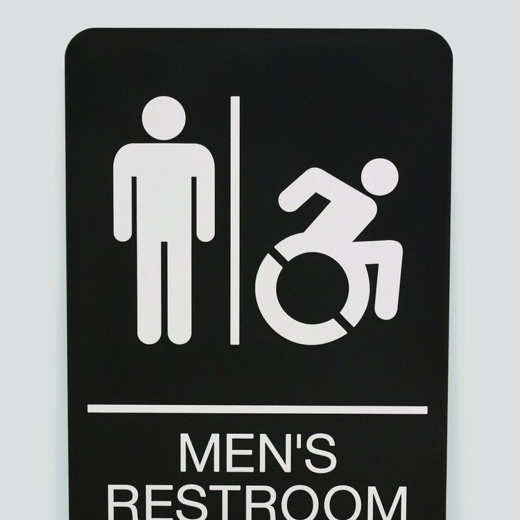 ADA Sign, Men's Restroom, 6 x 9, Black Face, White Graphics