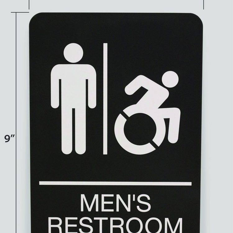 ADA Sign, Men's Restroom, 6 x 9, Black Face, White Graphics