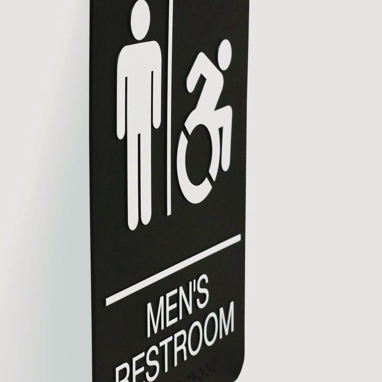 ADA Sign, Men's Restroom, 6 x 9, Black Face, White Graphics