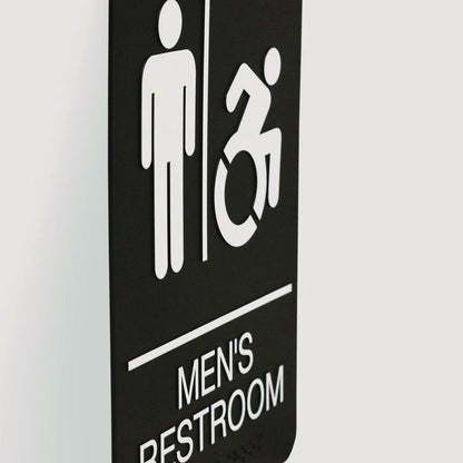 ADA Sign, Men's Restroom, 6 x 9, Black Face, White Graphics