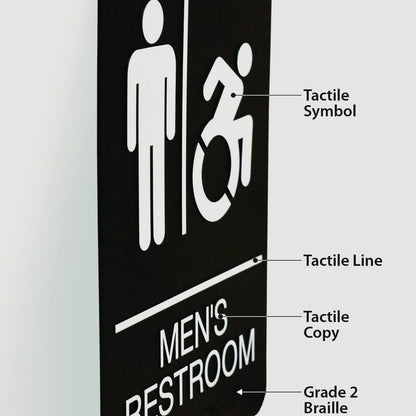 ADA Sign, Men's Restroom, 6 x 9, Black Face, White Graphics