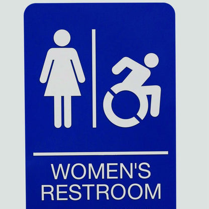 ADA Sign, Women's Restroom, 6 x 9, Blue Face, White Graphics