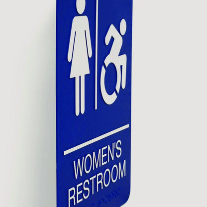 ADA Sign, Women's Restroom, 6 x 9, Blue Face, White Graphics