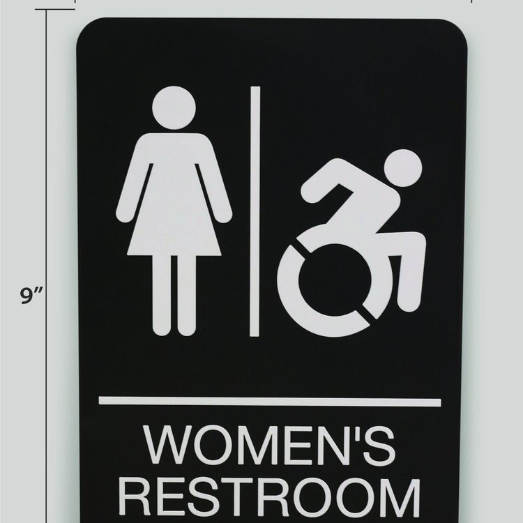 ADA Sign, Women's Restroom, 6 x 9, Black Face, White Graphics