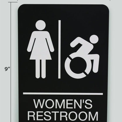 ADA Sign, Women's Restroom, 6 x 9, Black Face, White Graphics
