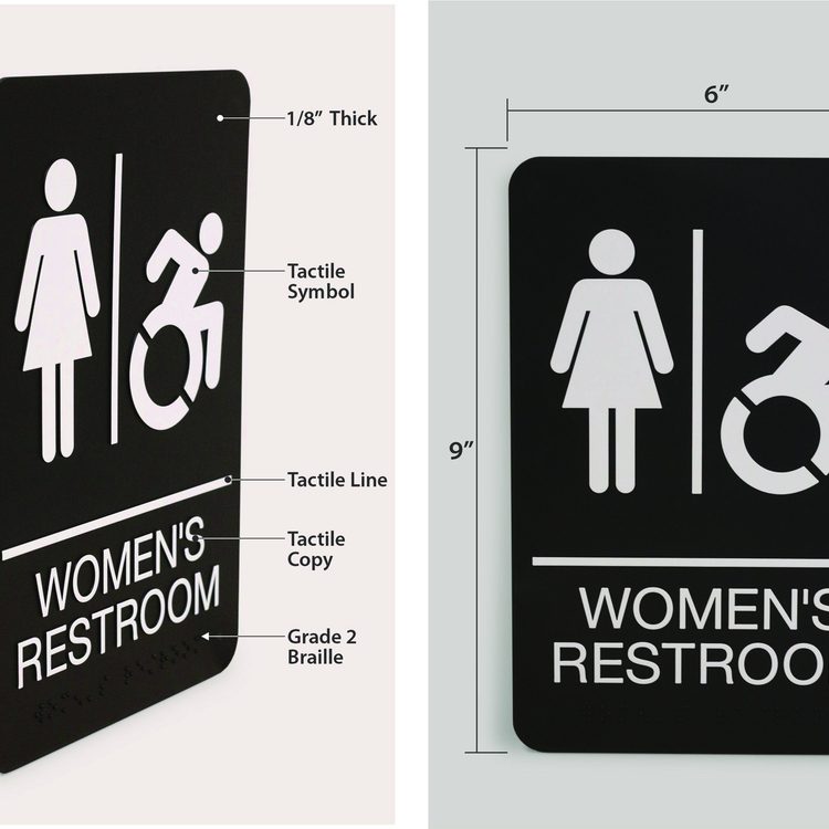 ADA Sign, Women's Restroom, 6 x 9, Black Face, White Graphics