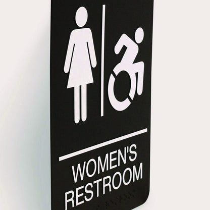 ADA Sign, Women's Restroom, 6 x 9, Black Face, White Graphics