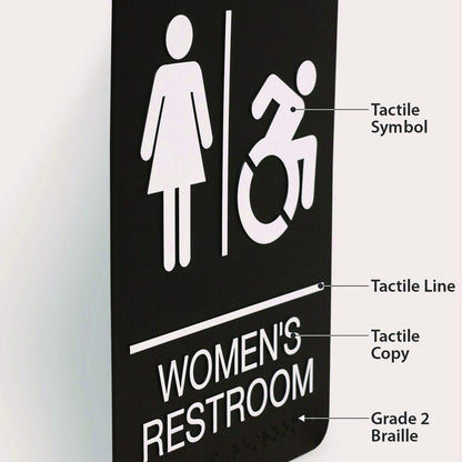 ADA Sign, Women's Restroom, 6 x 9, Black Face, White Graphics