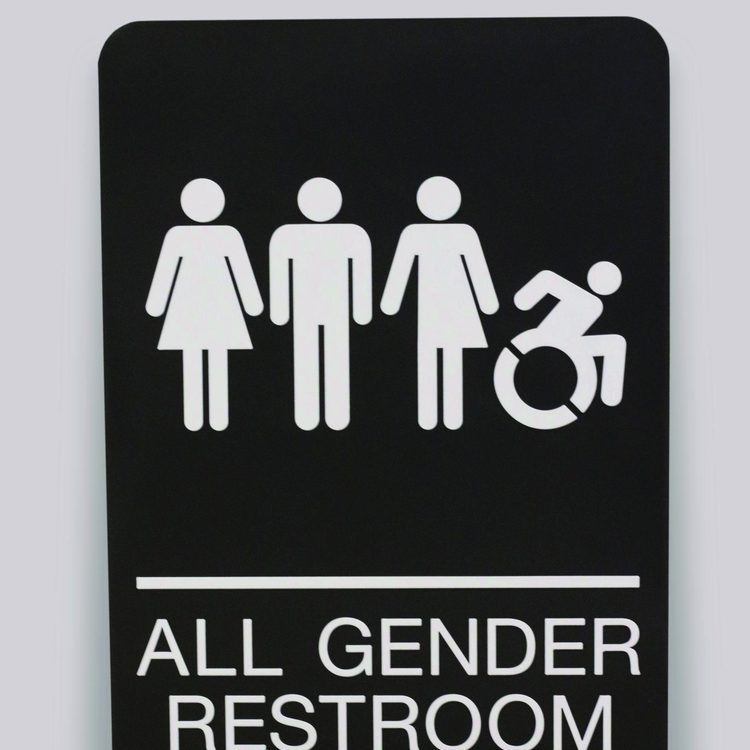 ADA Sign, All Gender Restroom, 6 x 9, Black Face, White Graphics