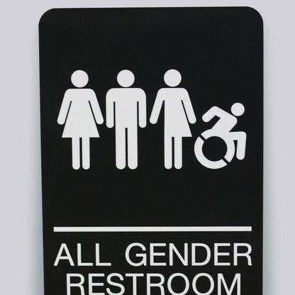ADA Sign, All Gender Restroom, 6 x 9, Black Face, White Graphics