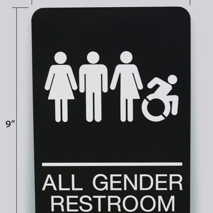 ADA Sign, All Gender Restroom, 6 x 9, Black Face, White Graphics