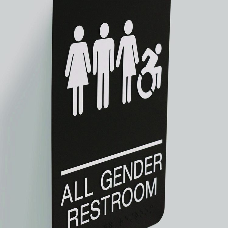 ADA Sign, All Gender Restroom, 6 x 9, Black Face, White Graphics