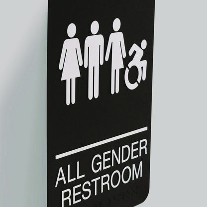 ADA Sign, All Gender Restroom, 6 x 9, Black Face, White Graphics