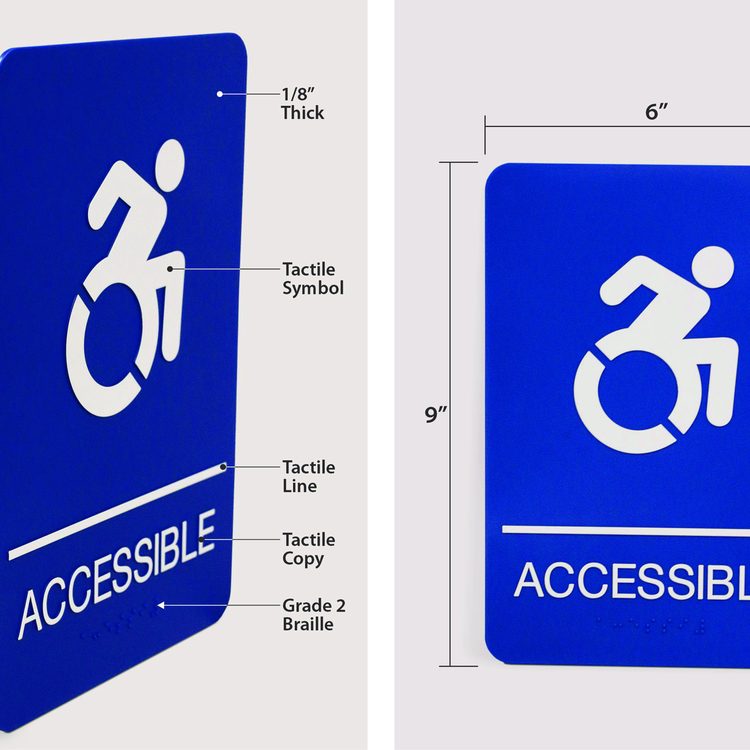 ADA Sign, Accessible, 6 x 9, Blue Face, White Graphics