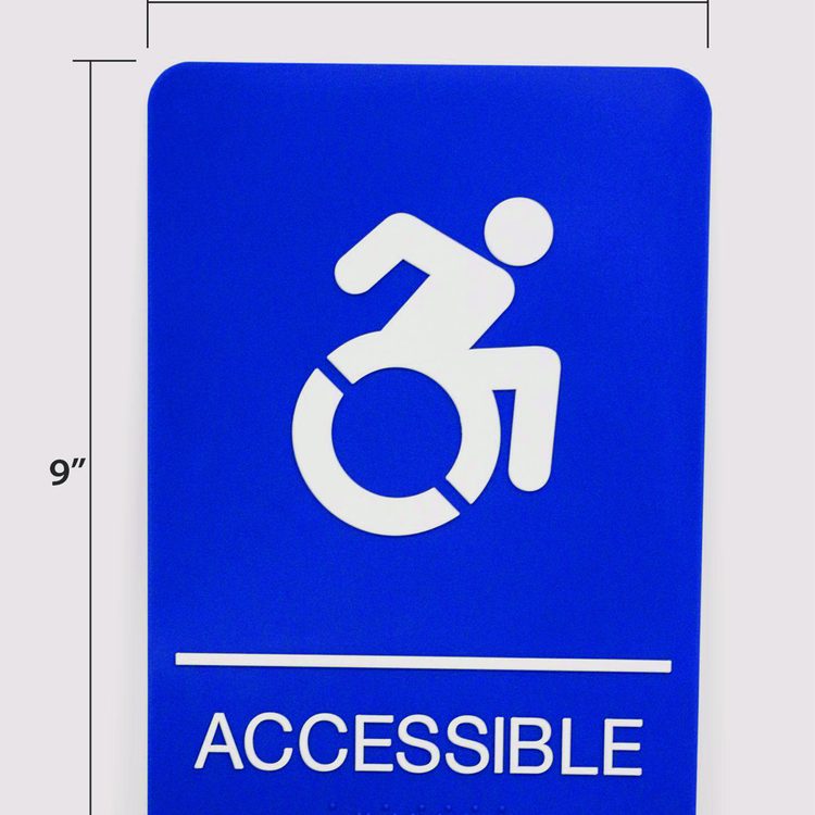 ADA Sign, Accessible, 6 x 9, Blue Face, White Graphics