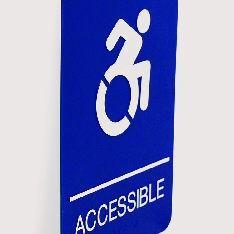 ADA Sign, Accessible, 6 x 9, Blue Face, White Graphics