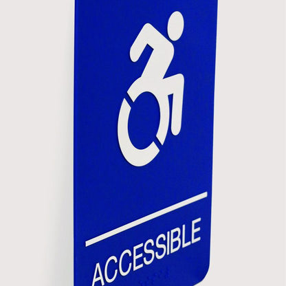 ADA Sign, Accessible, 6 x 9, Blue Face, White Graphics