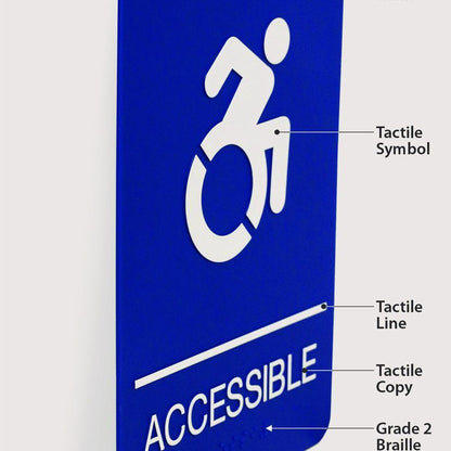 ADA Sign, Accessible, 6 x 9, Blue Face, White Graphics