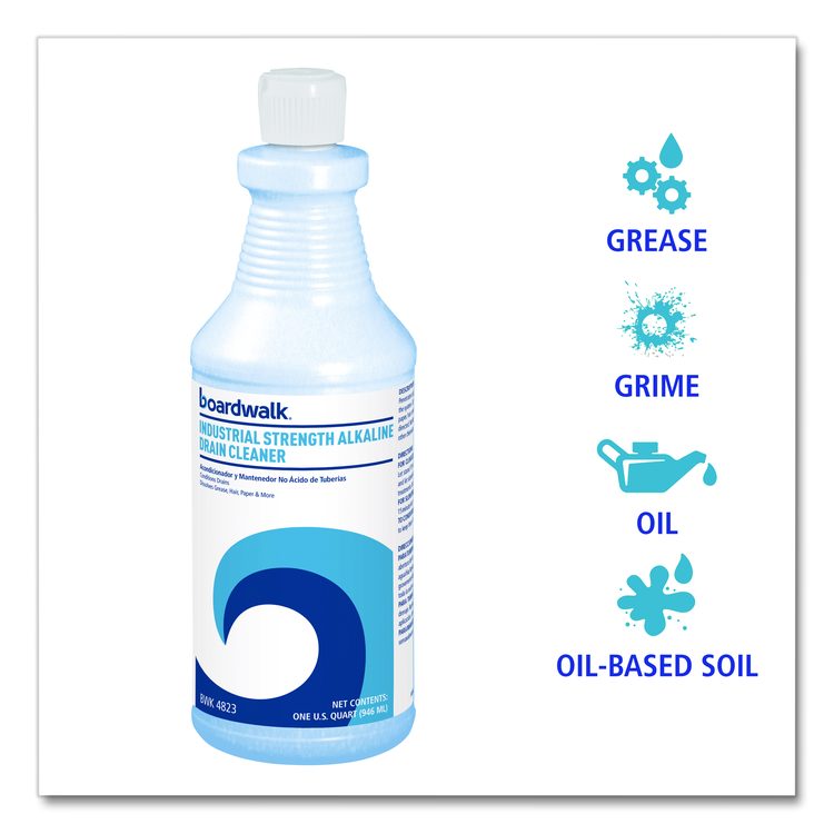 Industrial Strength Alkaline Drain Cleaner and Clog Remover, 32 oz Bottle