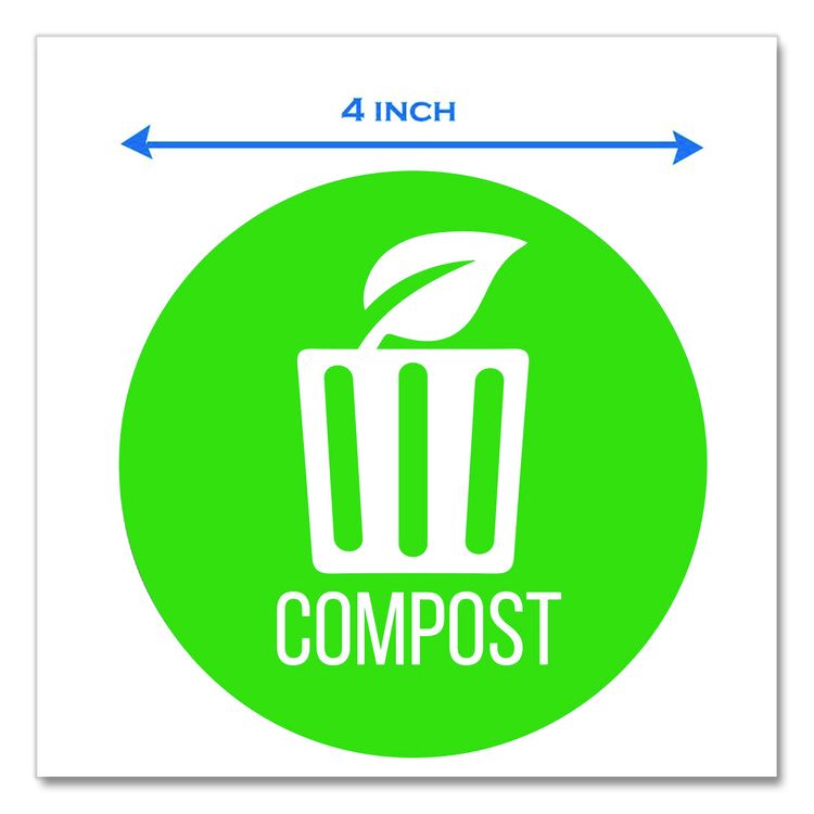 Vinyl Decals, Compost, 4" Diameter, Green/White, 3/Pack